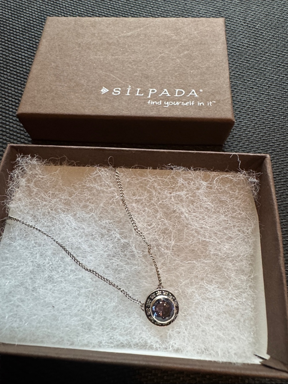 SILPADA    Sterling Silver Necklace with Violet Crystal Pendant